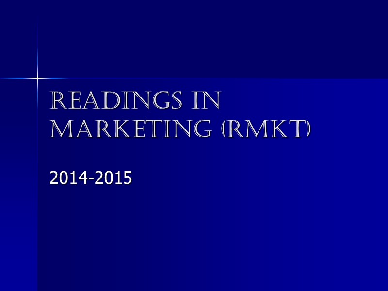 Readings in Marketing (RMkt) 2014-2015